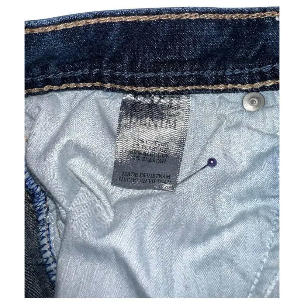 BKE Buckle Jeans Mens 33 Short Ryan Straight Embroidered Wiskering AVM3007 Blue